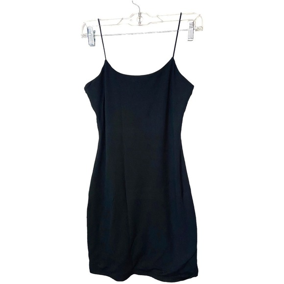 Aritzia Wilfred Free Tiny Black Bodycon Mini Dress Spaghetti Straps Lined - Picture 4 of 9